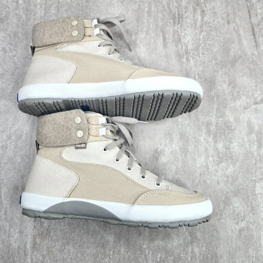 Keds Lace Up High Top Sneakers Tan Canvas Streetwear Casual Shoe Boots Size 7 - Picture 5 of 13